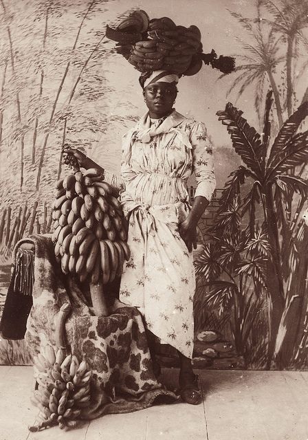 Gaston Emerigon Fabre, Antillean Woman Banana Vendor, studio photography, Martinique, ca 1885